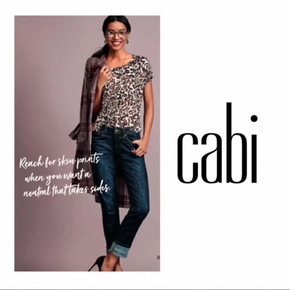 cAbi Pink Panther Crop Tee Leopard Short Sleeve Shirt 3414